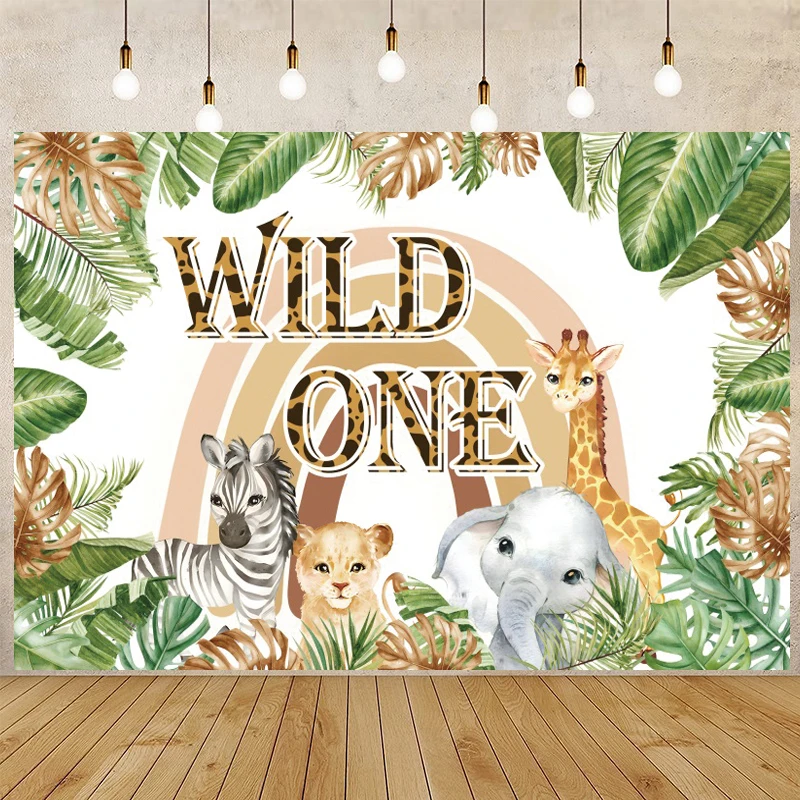 

Фон для фотосъемки новорожденных с изображением Льва Слона Животных сафари диких животных