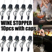 10pcs stainless steel liquor bottle speed pourers with cover leakproof wine liquor flow spout pourer oil bottle pourer barware