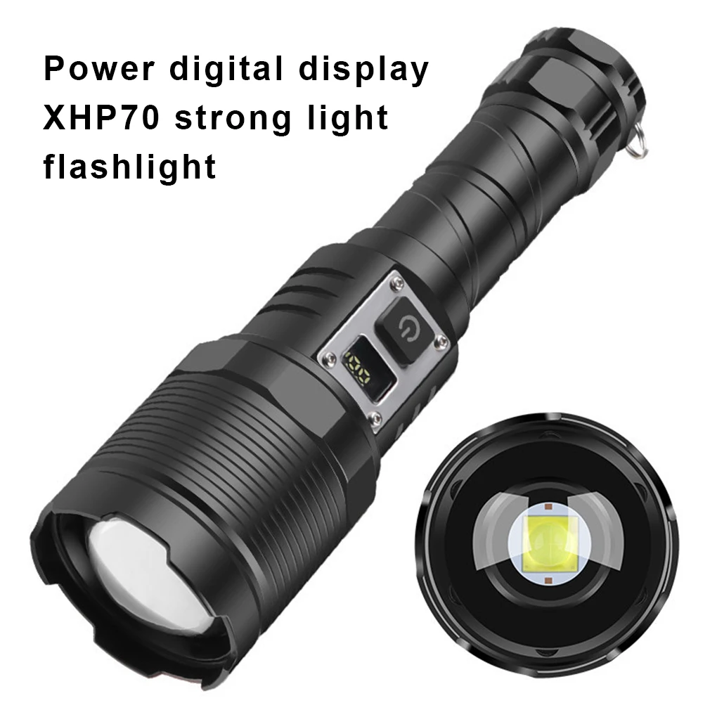 

Flashlight Display Screen Skidproof Multi Modes Micro Lamp USB Rechargeable Solid Outdoor Lighting Camping Type 2