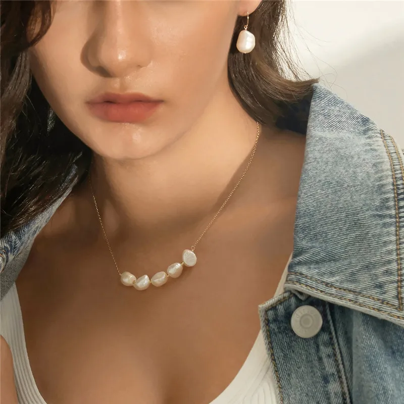 

Elegant Natural Big pearl Necklace 14K Gold Filled Necklace Choker Handmade Pendants Collier Femme Kolye Boho Jewelry for Women