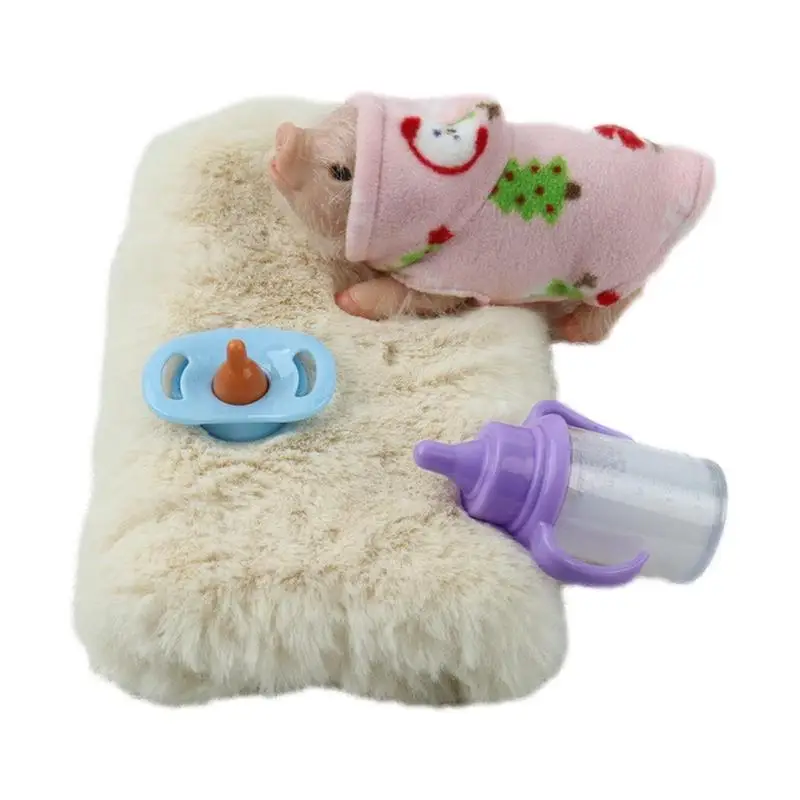 

Soft Life-like Silicone Piglet Mini baby Pig Doll Reborn Pinch Toy with Nursing Bottle clothes Sleeping pad Piglet Accessories