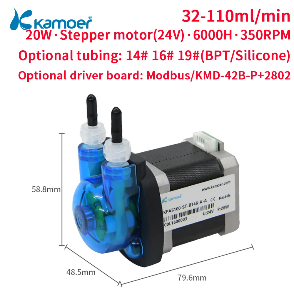 

Шаговый Перистальтический Насос Kamoer KPAS100 24 В, небольшой перистальтический насос S/L, вязкие невязкие жидкости для переноса пластин (20-110 желез...