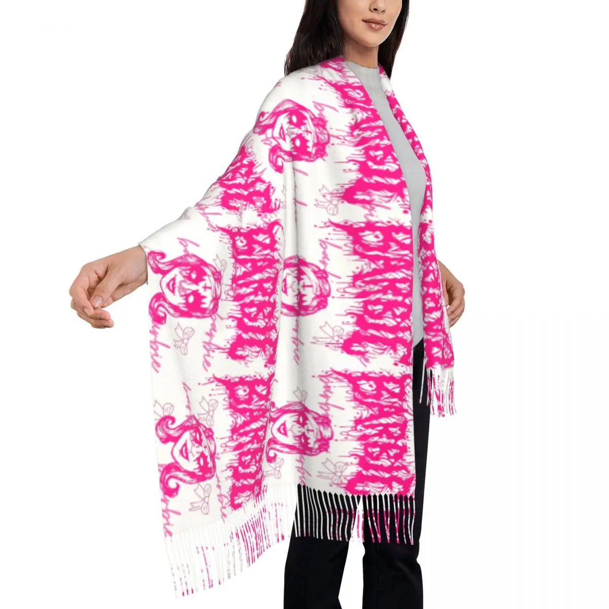 Женские длинные шарфы для Хэллоуина жуткие куклы Барби женские зимние мягкие