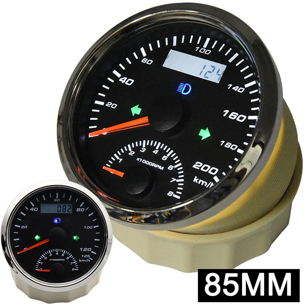 

GPS-одометр для лодки, 85 мм, GPS-антенна, 125 км/ч, с тахометром, 0-8000 об/мин, измеритель, мотоциклетный сверхскоростной звуковой сигнал, 2 в 1