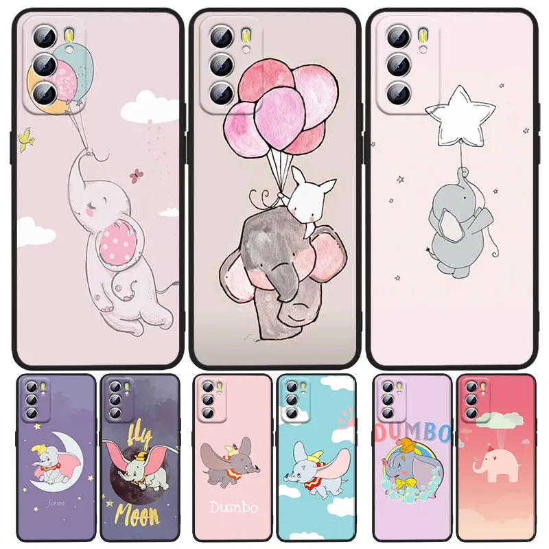 

Dumbo Flying Elephant Style Phone Case For OPPO A5 A9 A12 A16 A16S A52 A53S A53 A54S A55 A72 A73 A74 A76 A94 2018 Black luxury