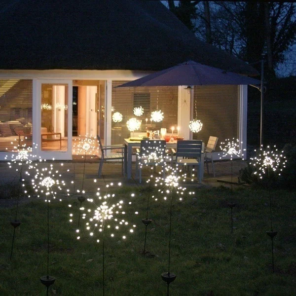 Solar Light Firework String Light Globe Dandelion Lamp For Garden Lawn Landscape Lamp Holiday Light Outdoor Patio Pathway Decor