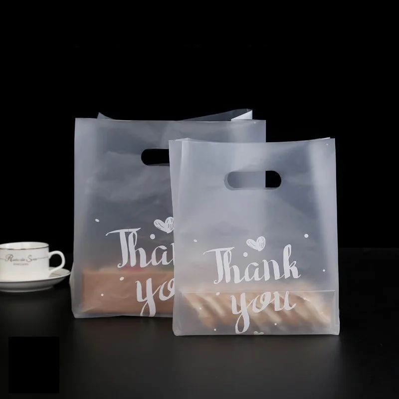 

500pcs/Lot Thank You Plastic Gift Bags Shopping Packaging Bags With Handle Christmas Party Wedding Favors For Guests Decoration