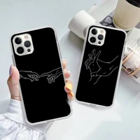 lover hand line simple phone case for iphone 11 12 13 mini pro max 8 7 6 6s plus x 5 se 2020 xr xs case shell