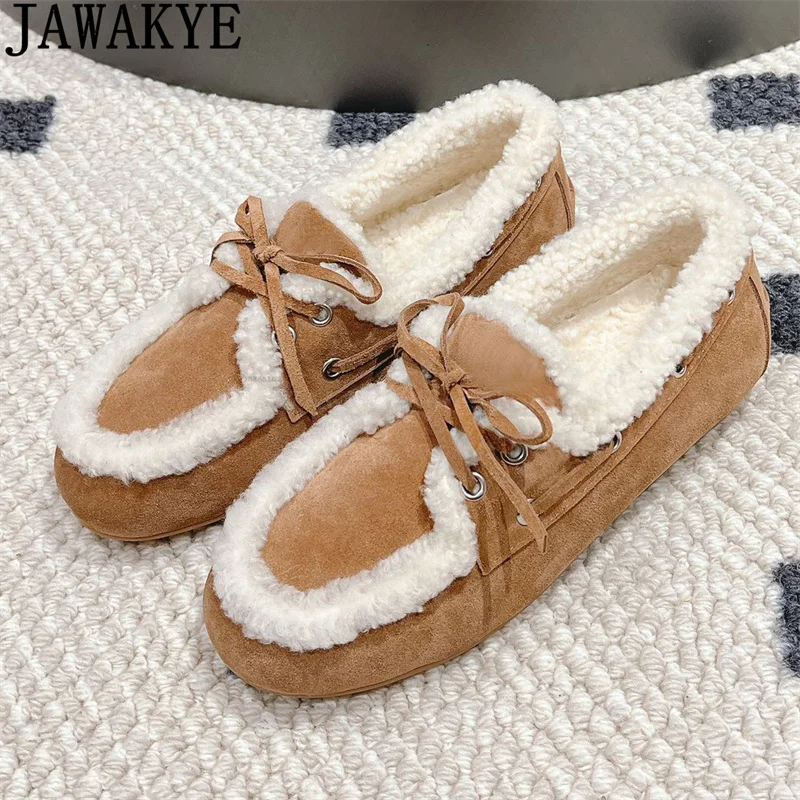 Зимняя Лидер продаж меховые лоферы на шнуровке женская обувь плоской подошве с