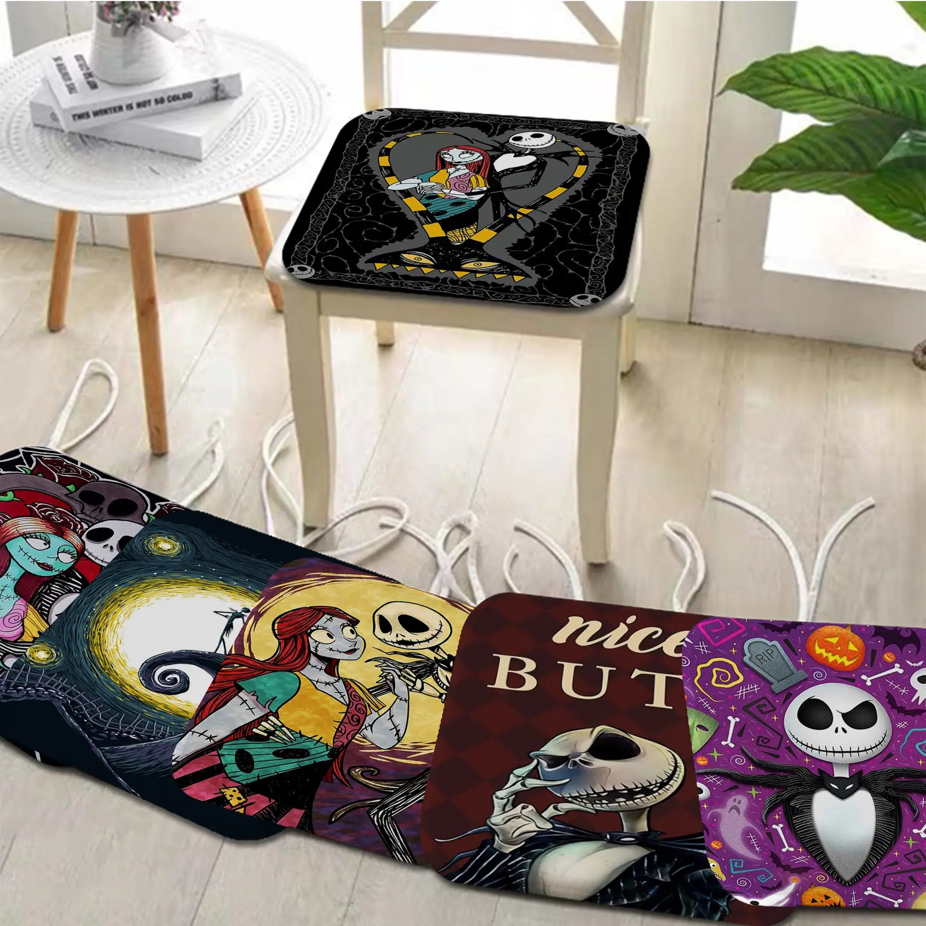 

Disney Nightmare Before Christmas Jack And Sally Modern Minimalist Soft Pad Seat Cushion For Home Office Indoor Outdoor Seat Mat
