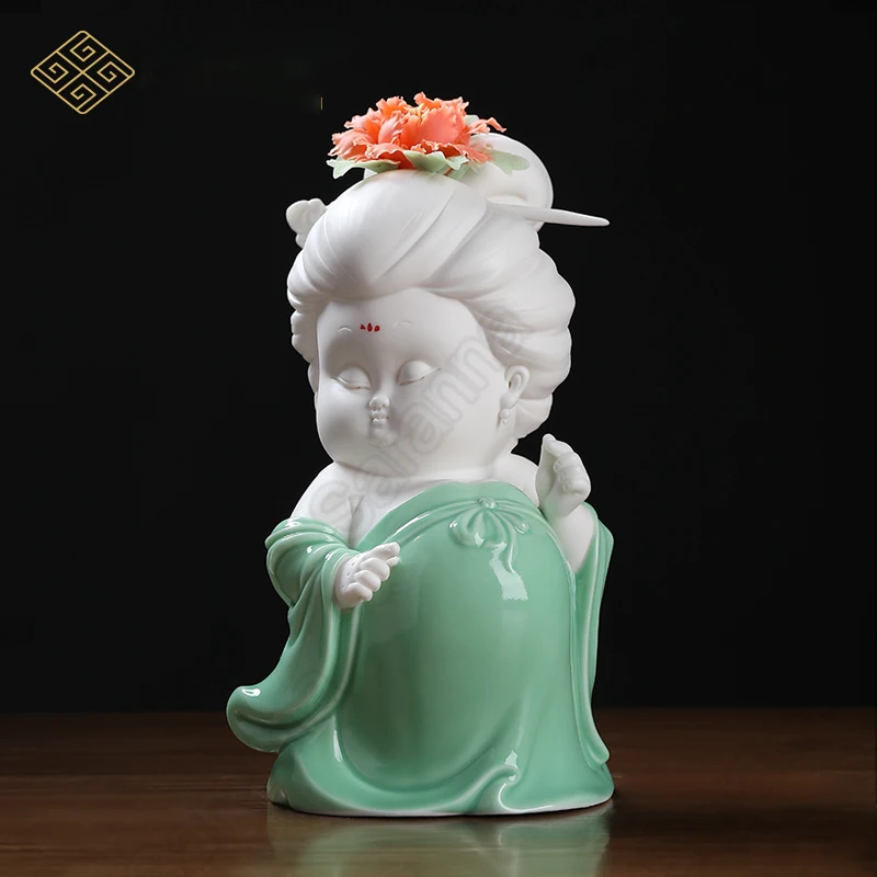 

Украшение для гостиной в китайском стиле, декор династии Тан для женщин, ТВ-тумба, винный шкаф, подставка для Богу, керамический художествен...