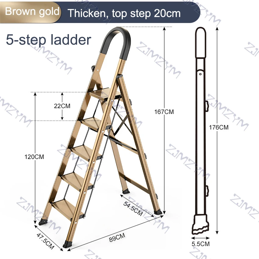 H001-20 Multifunctional Folding Ladder Herringbone Thickening Aluminum Alloy Lightweight Home Indoor 5-step