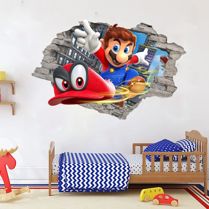 

Anime Figure Mario Kepi PVC 3D Simulation Stickers Wall Stickers for Kids Room Bedroom Living Room Kindergarten Birthday Gifts