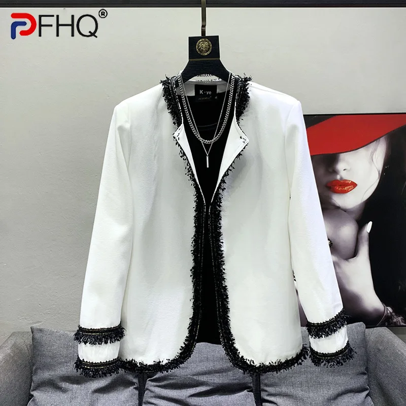 

PFHQ пикантное модное весеннее пальто с бахромой, мужская мода, корейский дизайн, Наплечные куртки, высокое качество 2023, Элегантный Новый