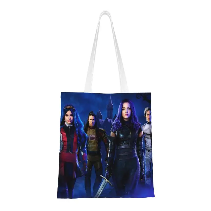

Fantasy Song And Dance TV Movie Grocery Tote Shopping Bags Women Descendants Canvas Shoulder Shopper Bag Large Capacity Handbag