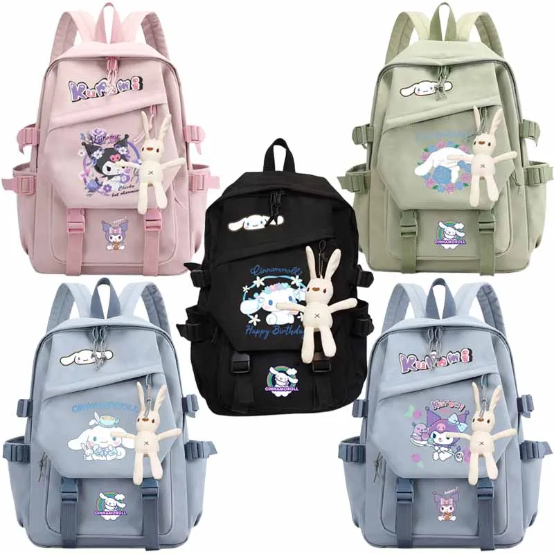 

Sanrios Cinnamoroll Kuromi Cartoon Large Capacity Travel Backpack Children Learning Stationery Storage Schoolbag Student BookBag