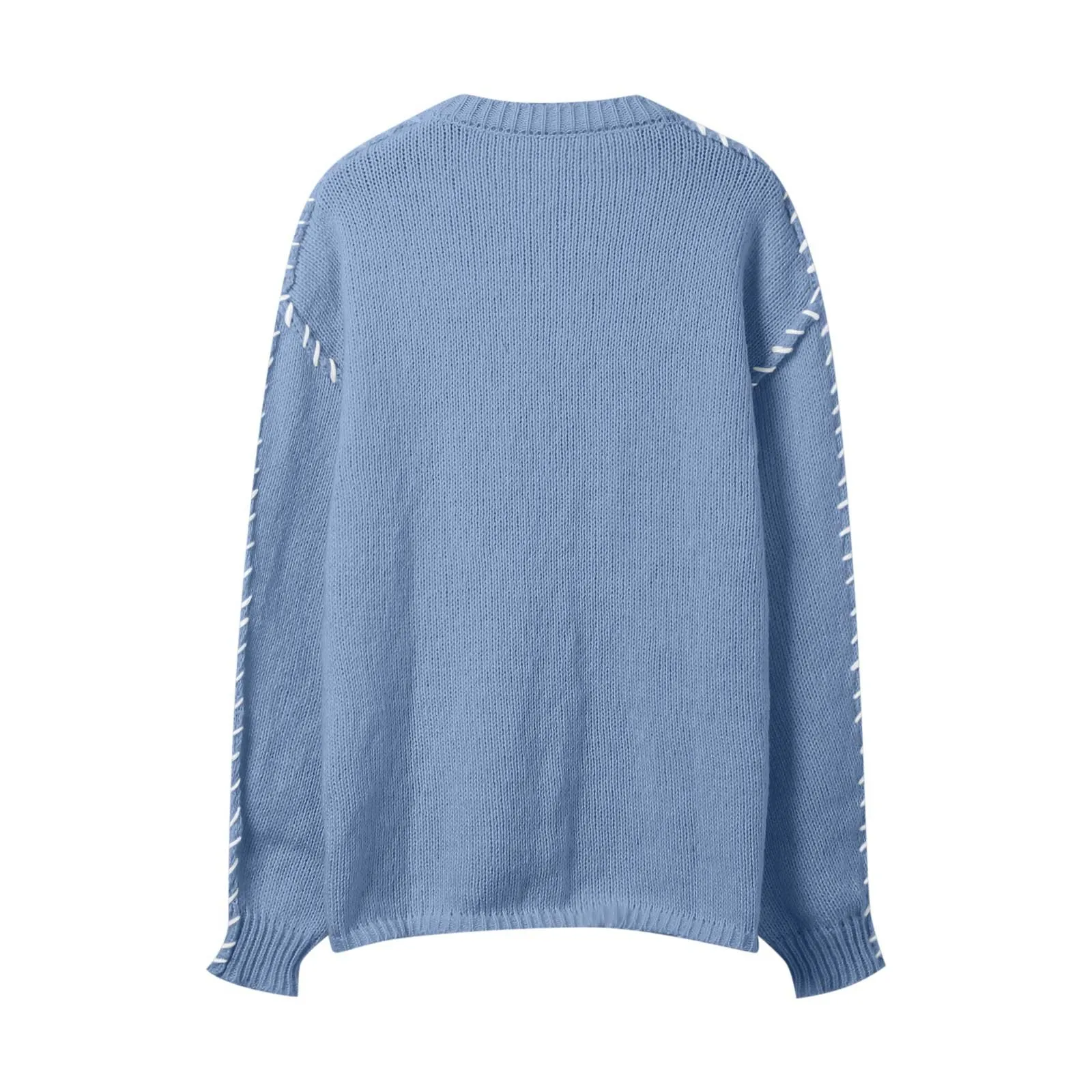 Женский модный пуловер однотонный топ с круглым вырезом и длинными рукавами