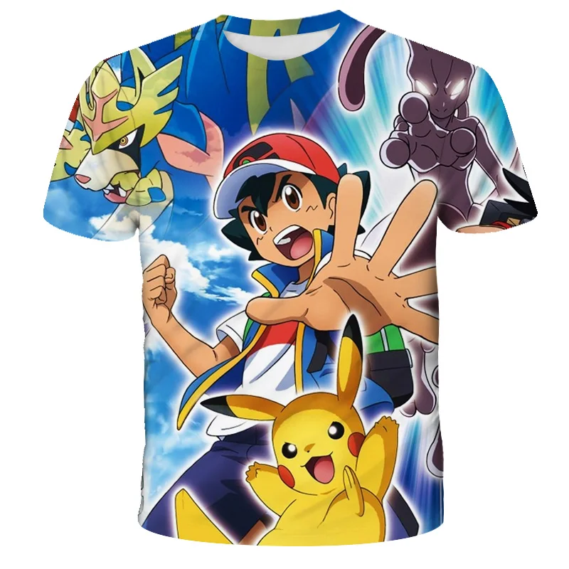 

2022 Summer Selling Pokemon Fashion Cartoon T-Shirts Hip Hop Street Casual Short Sleeve Printed Boys GirlsD T-Shirts 4-14year