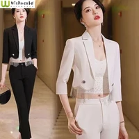 high end short tassel small suit coat womens spring and summer fashion korean version temperament goddess fan fashionable suit