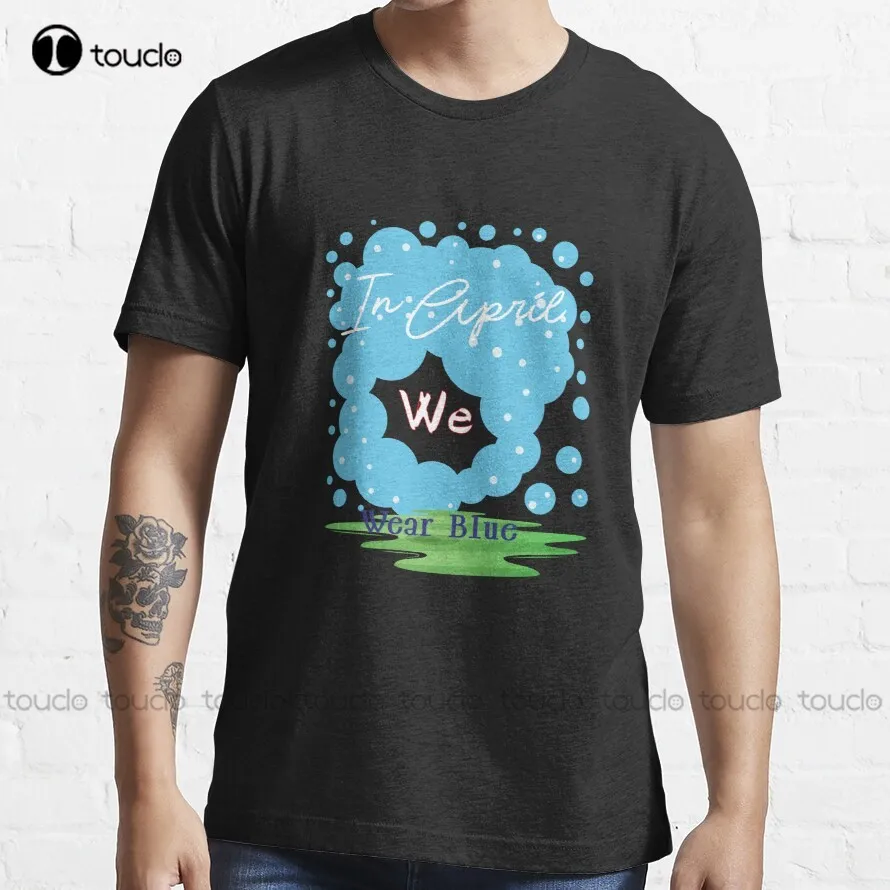 

In April We Wear Blue T-Shirt Tshirts For Women Summer Fashion Creative Leisure Funny Harajuku T-Shirt Breathable Cotton Unisex