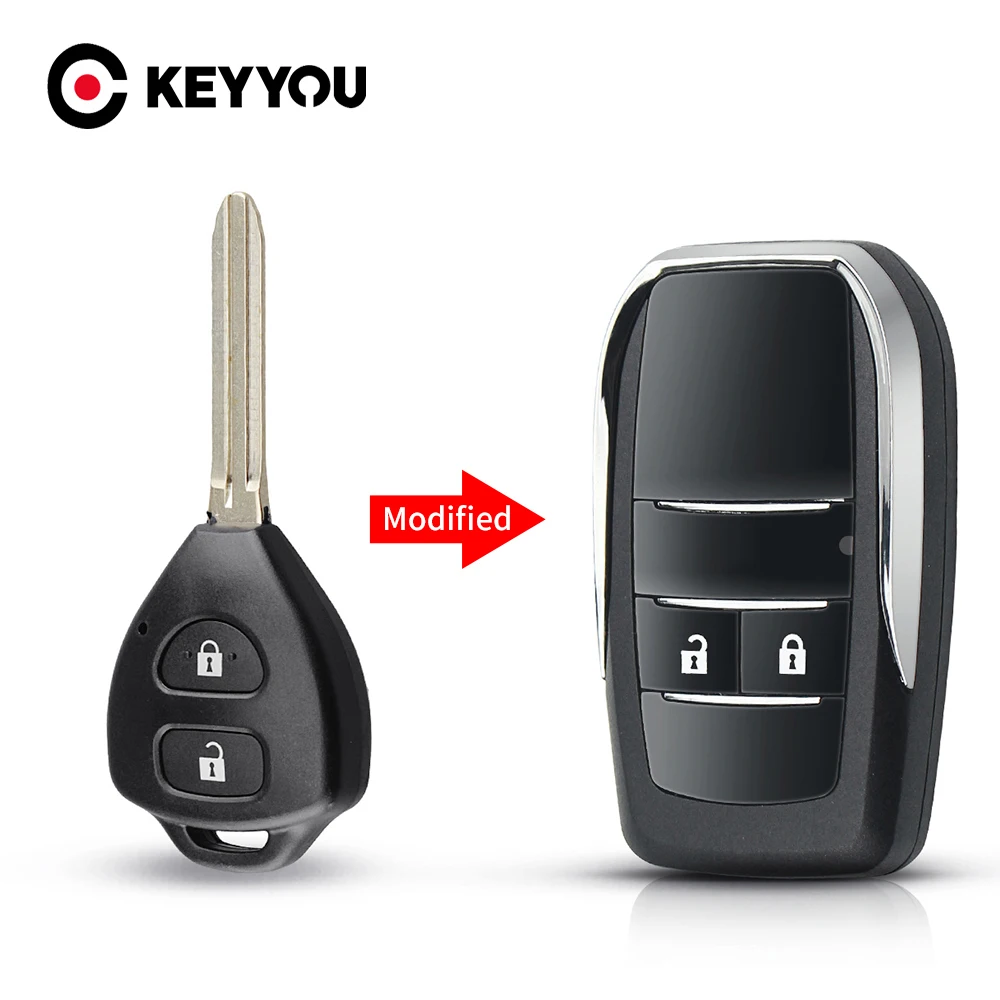 

KEYYOU TOY43 лезвие для Toyota Camry Corolla RAV4 модифицированный Флип складной пульт дистанционного ключа чехол 2/3/4 кнопки автомобильный брелок