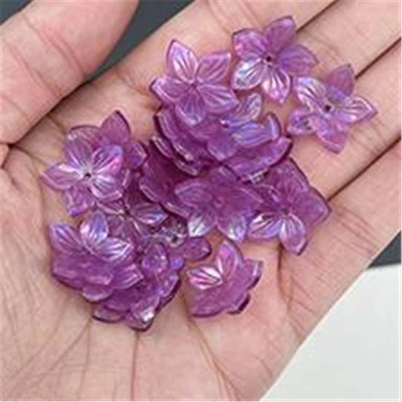 10Pcs/Lot Acetic Acid 3D Flower Beads Torus 18MM Petals Spacer Beads Charm Connectors Diy Hair Jewelry Making Resin Acessories