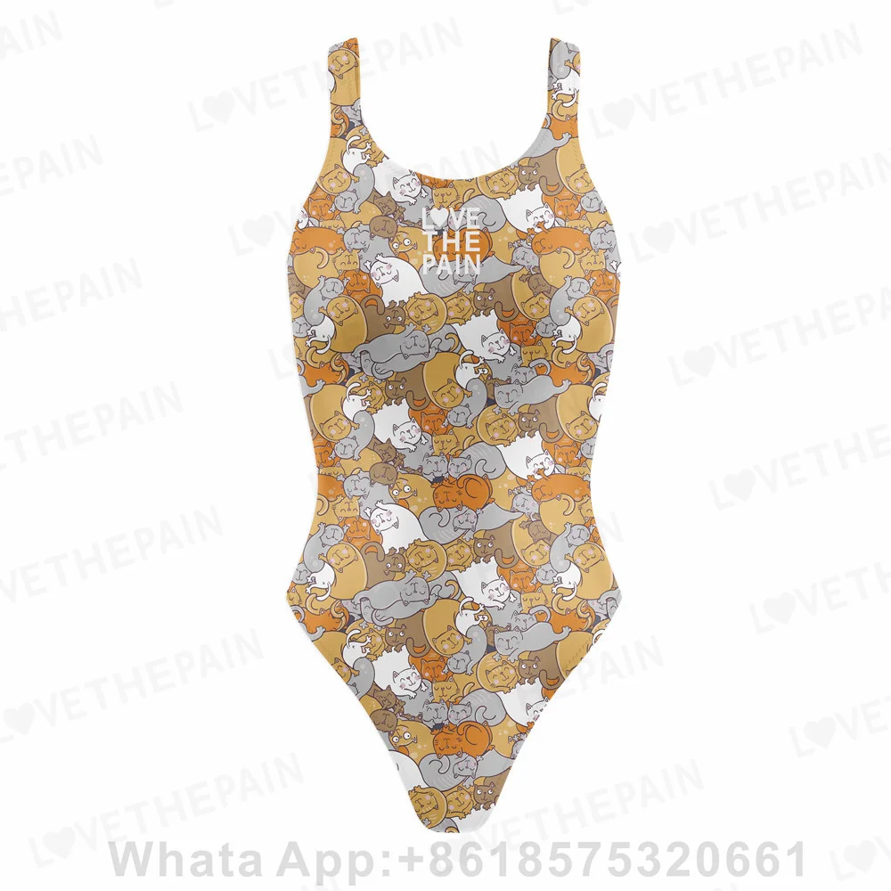 Love The Pain Female Print Swimwear One Piece Swimsuit Summer Sports Bathing Suit Multi -function Training Beach Bikini Bodysuit