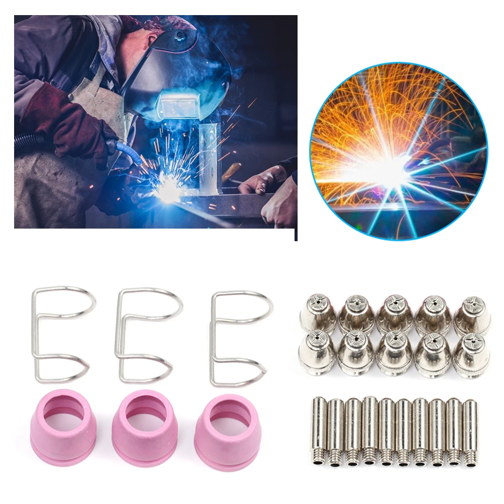 

26pcs Cutting Torch Consumables Replacement Parts Nozzle Electrode Shield Cups 0-60A Nozzle Shield Cups Multiple Combination Set