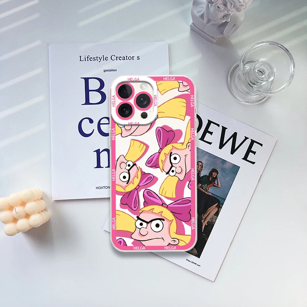 H-Hey Arnold Cartoon Phone Case for iPhone 12 11 13 14 15 16 Max Pro Plus Transparent Cover