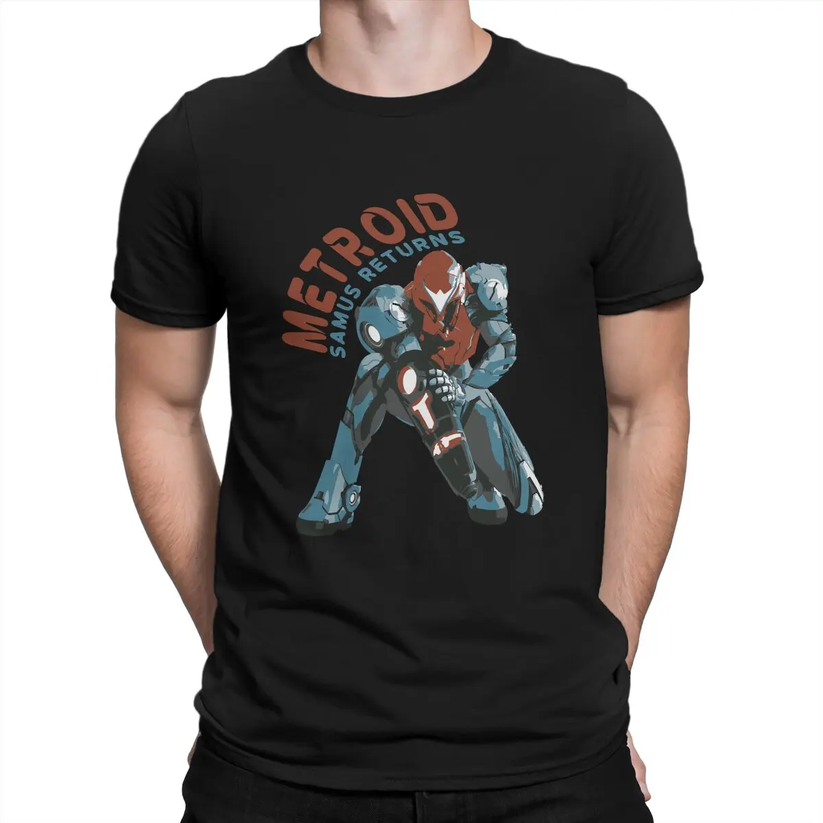 

Men's Vintage Metroid Dread Samus Returns Classic T Shirt Metroid Prime Game Cotton Tops Casual Short Sleeve Crew Neck Tees