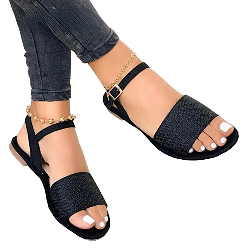 

New Summer Flat Shoes Ladies Ankle Strap Casual Ladies Roman Shoes Open Toe Comfort Female Gladiator Fashion Ladies Sandals 2022
