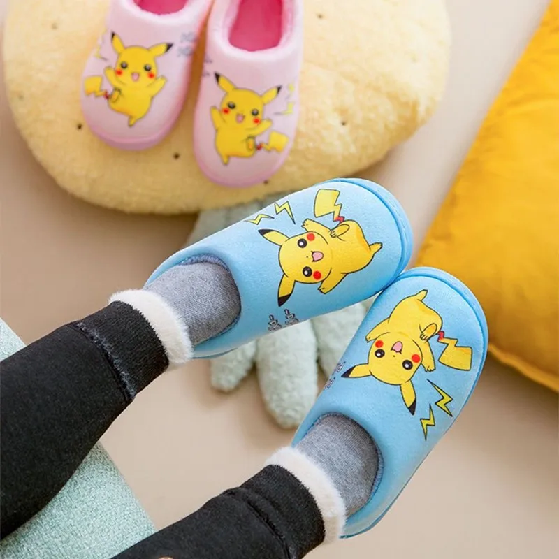 

Детские зимние тапочки Pokemon Pikachu, детская обувь, меховые сланцы, домашняя обувь, теплый пушистый дом, детские тапочки, рождественские подарки