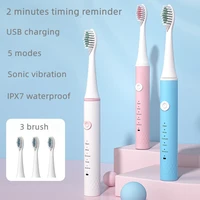 home electric toothbrush usb fast charging adult timer electric toothbrush case rechargeable head high quality 5 speed mode