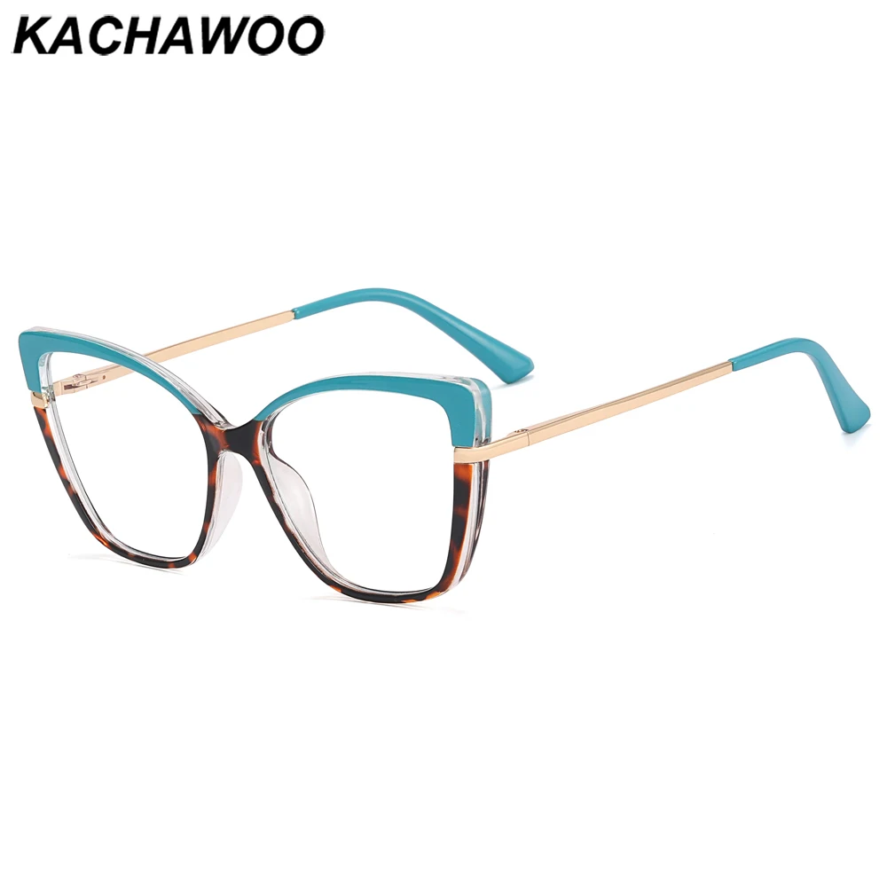 

Женские очки Kachawoo «кошачий глаз», оптические очки с блокировкой сисветильник, оправа из металла tr90 для женщин, популярное украшение, Синий Л...