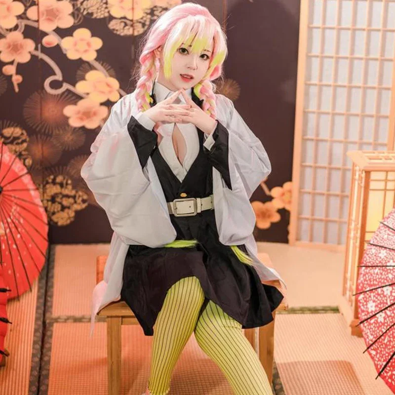 Новый аниме-костюм убийцы демонов на Хэллоуин Kanroji Mitsuri Tsuyuri Kanao Kochou Shinobu парик для