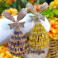 missvikki luxury bowknot sweet waterdrop earrings full cubic zirconia for women wedding trendy earrings bijoux high quality