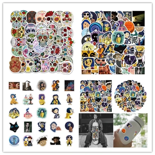

100pcs Ghost mother skull decorative sticker water cup refrigerator sticker