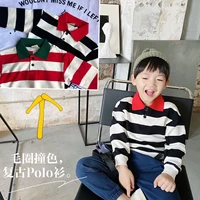 new boys striped summer t shirt school childrens clothing cotton long sleeve lapel buttoned sports t shirt 2 12 years