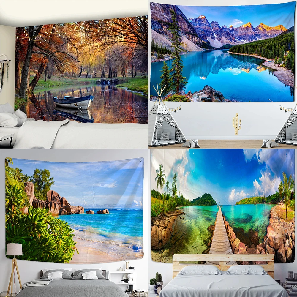 Естественный пейзаж подвесная ткань богемная фоновая украшение для дома