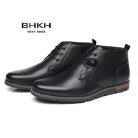 bhkh new autumn winter men boots fashion lace up winter shoes lightweight smart casual boots comfy ankle boots office work casua
