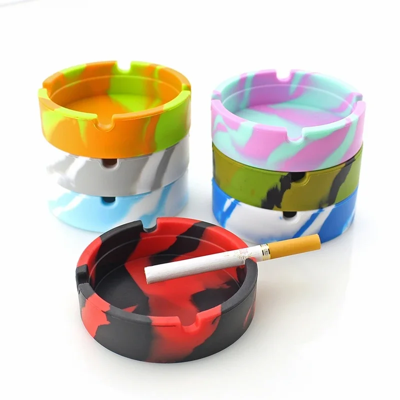 

Silicone Round Ashtray Camouflage Mixed Color Psychedelic