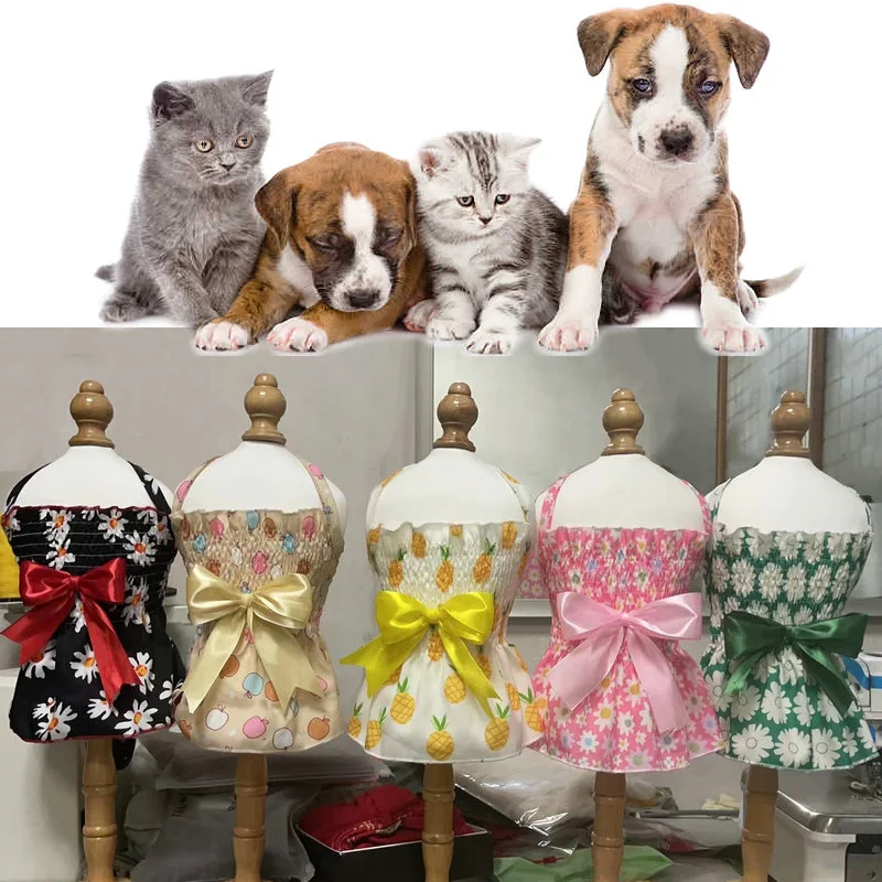 

Summer Dog Dress Small Floral Princess Sling Dress Cat Skirt Summer Dog Wedding Dresses York Clothes Pet Dress Pet Supplies