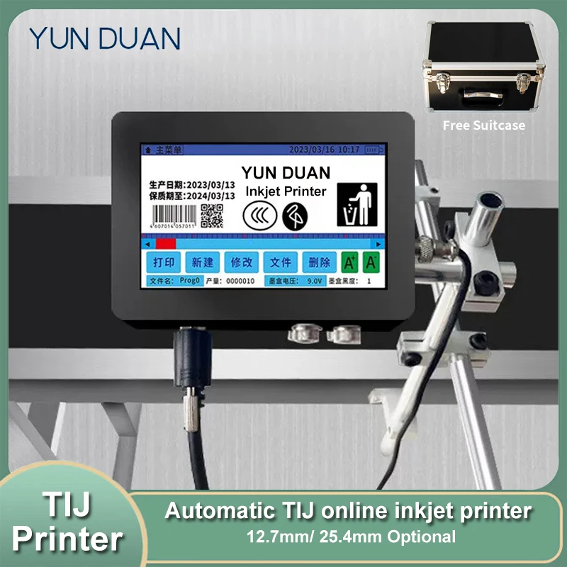 

TIJ Touch Inkjet Printer QR Code Bar Code Production Date Deadline Expiry Date Automatic Coding Machine for Conveyor Belt