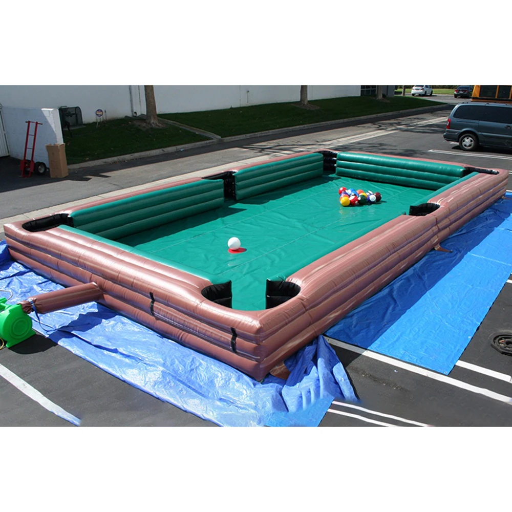

High Quality inflatable billiard table PVC inflatable snooker soccer pool table field football pitch with blower balls for sale