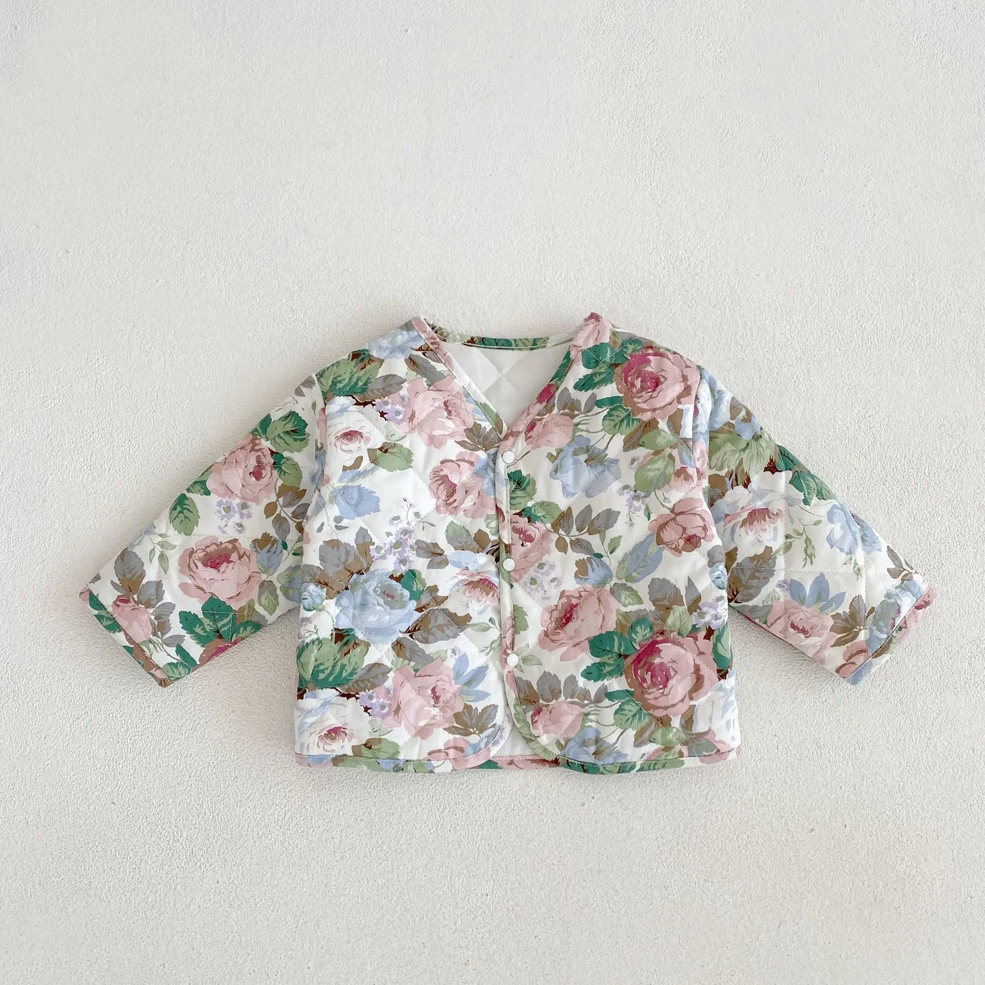 

2022 Autumn Winter New Children Thicken Flower Print Cotton Coat Girl Baby Plaid Cardigan Long Sleeve Top Kid Boy Fashion Jakcet