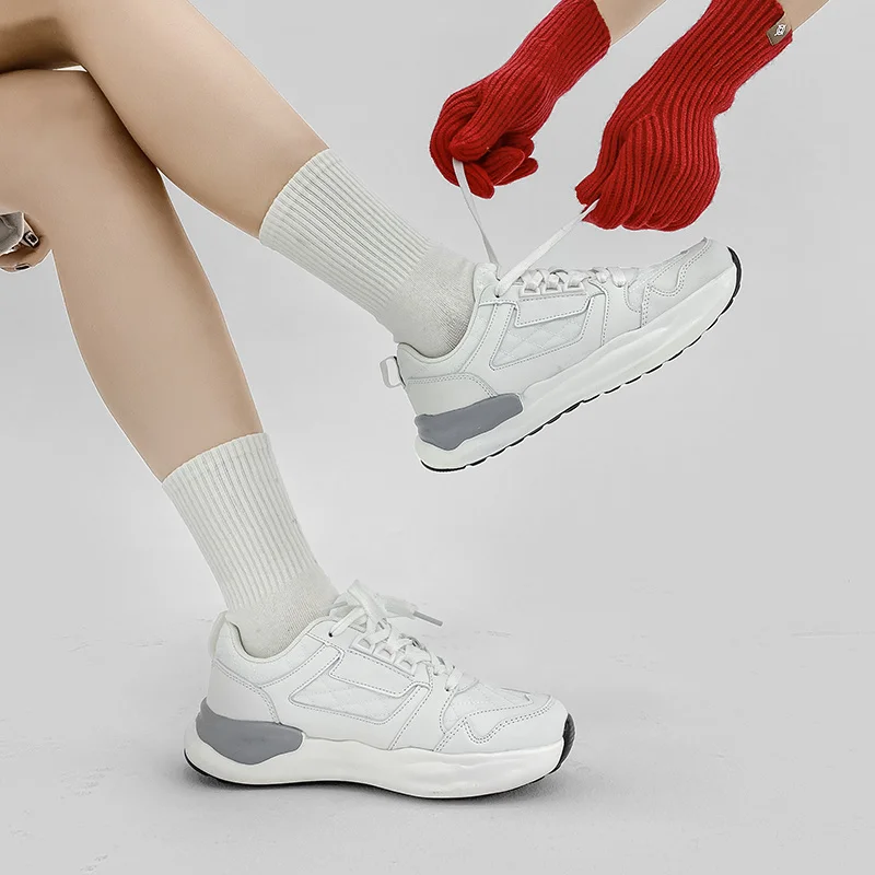 SALUDAS Women Sneakers Running Shoes Breathable Light Fashion Thick Soled White Shoes Luxury Brand Sneakers for Women