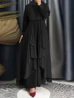 zanzea women o neck hijab islamic clothing maxi dresses spring solid muslim kaftan abaya dress bohemian casual party loose robe