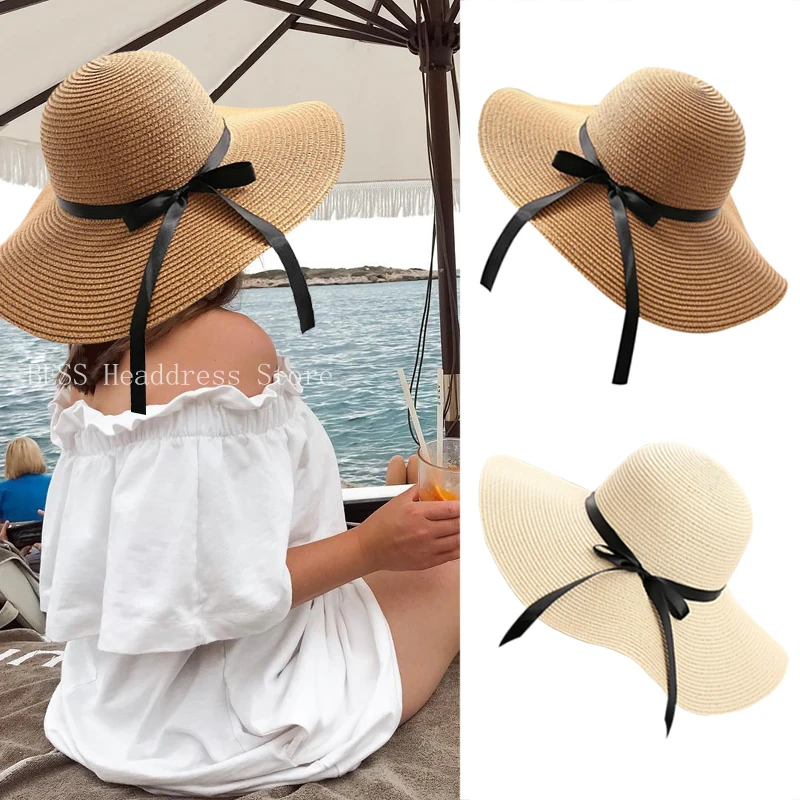 

Women Visors Sun Hat Foldable Wide Large Brim Floppy Girls Straw Hat Beach Summer Hat UV Protection Travel Cap Lady Cap Female