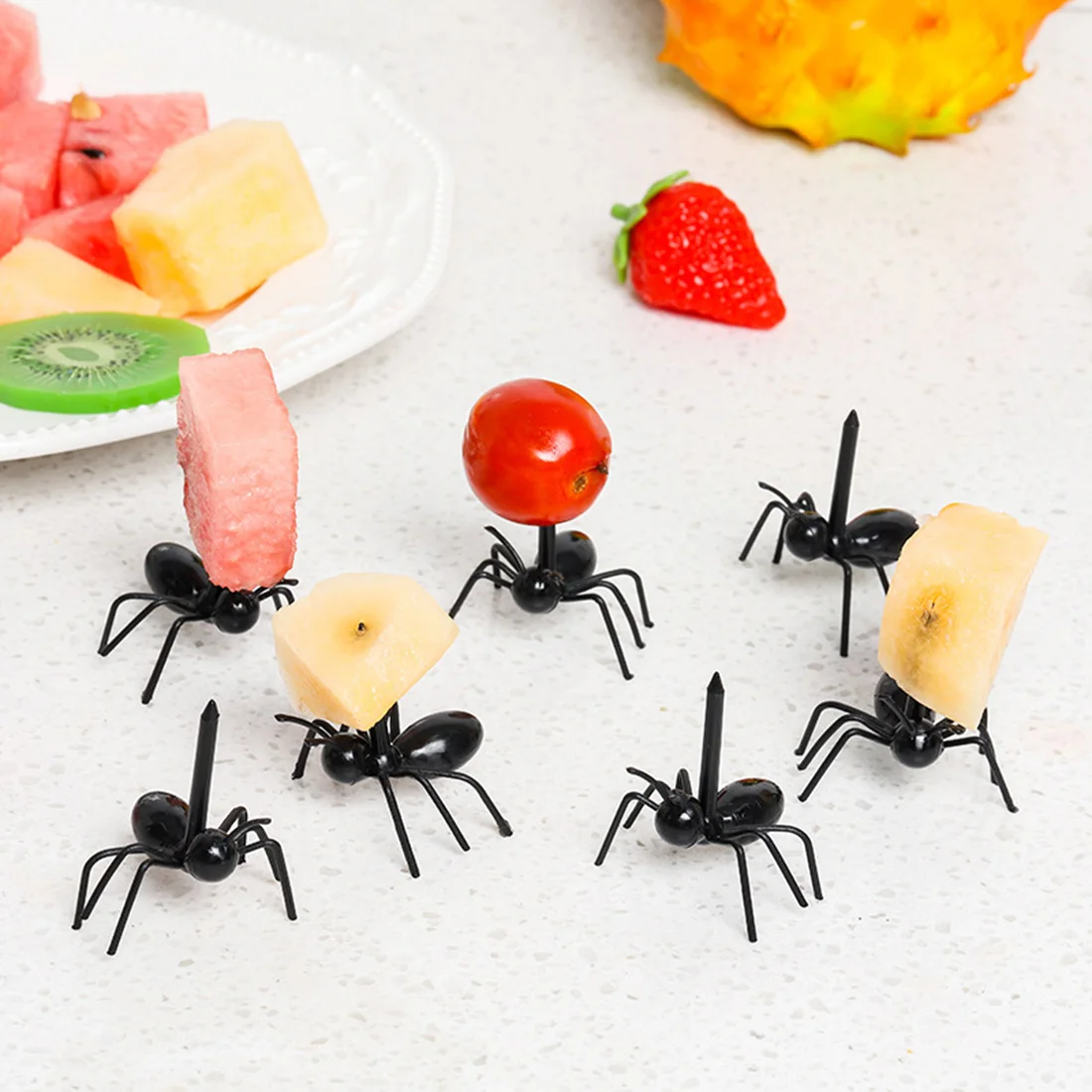

12Pcs/Set Mini Ant Fruit Fork Cutlery Plastic Cake Dessert Forks Food Pick Tableware For Party Decoration