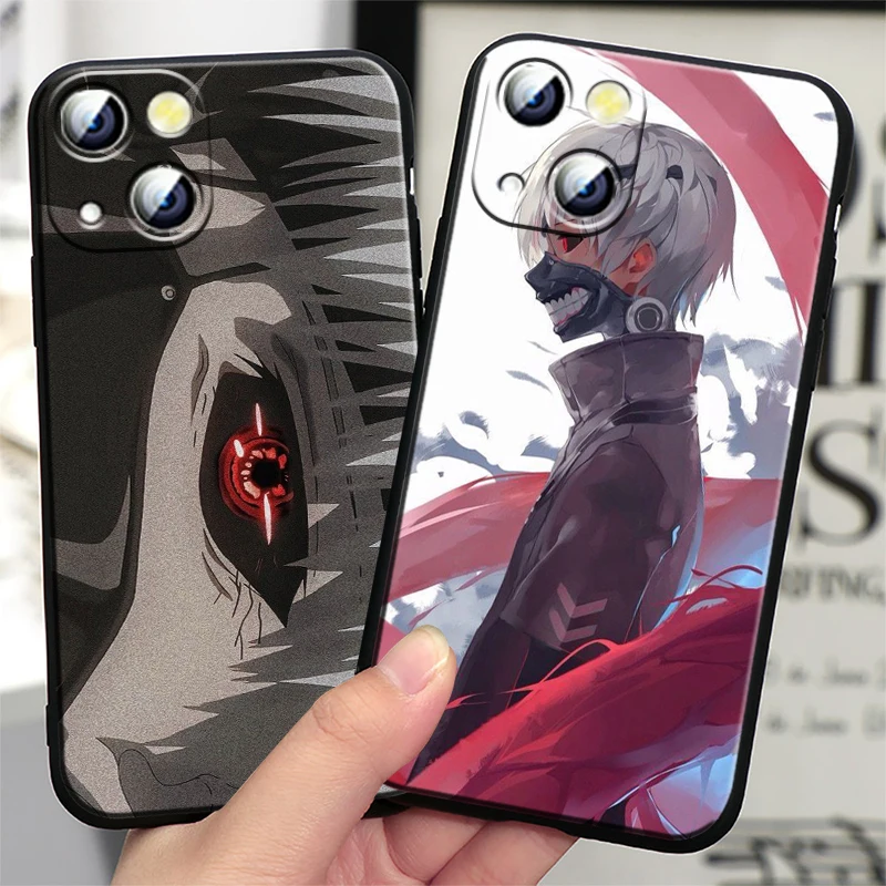 Милый чехол для Apple iPhone с аниме Токио Гуль 16 15 14 13 12 11 Mini XS XR X Pro Max Plus черный мягкий